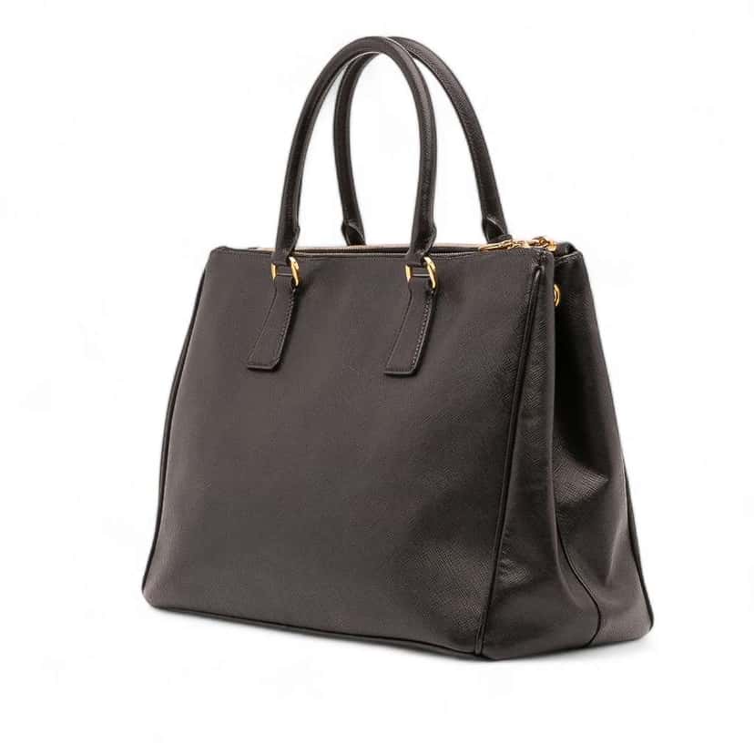 Prada Medium Saffiano Lux Galleria Double Zip Satchel Black Leather Good condition - Back View