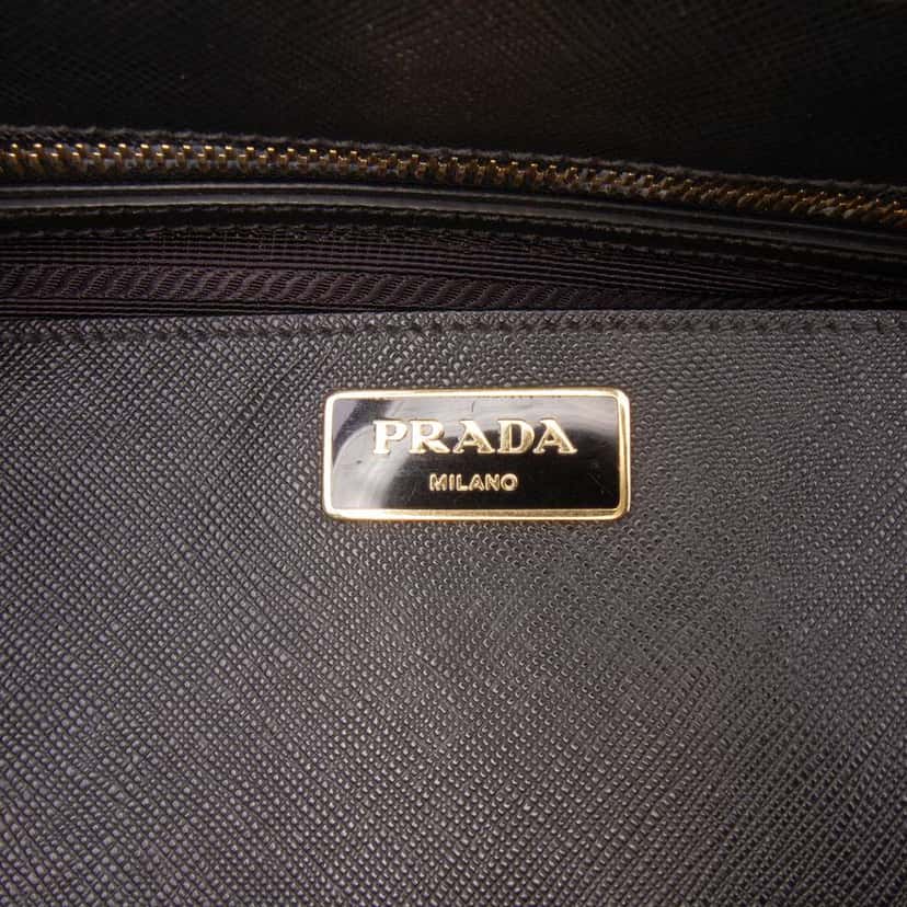 Prada Medium Saffiano Lux Galleria Double Zip Satchel Black Leather Good condition - Box View