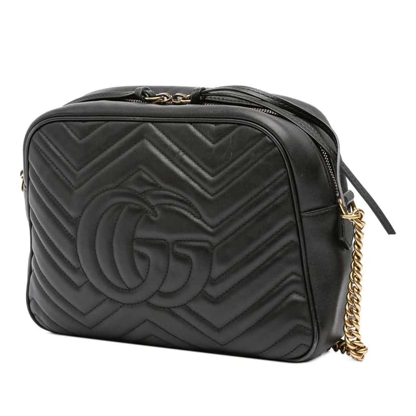 Gucci GG Marmont Matelasse Leather Crossbody Black Leather Good condition - Back View