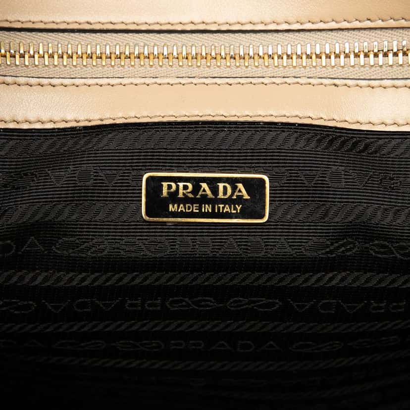Prada Large Saffiano Lux Embossed Logo Convertible Tote Brown Leather Good condition - Box View