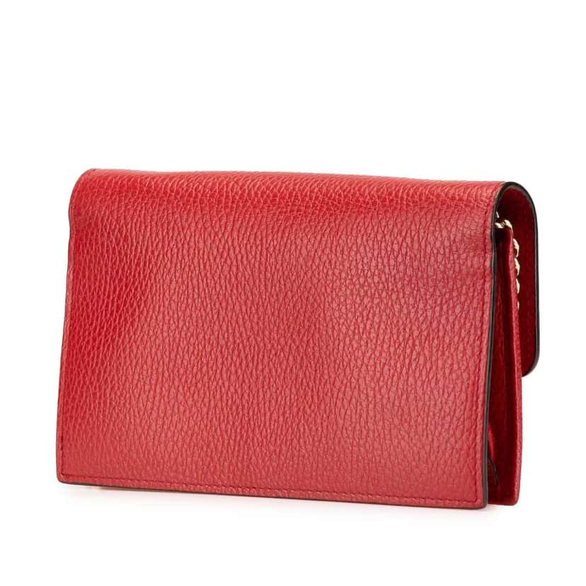 Gucci Leather Interlocking G Dollar Wallet on Chain Red Leather Good condition - Back View