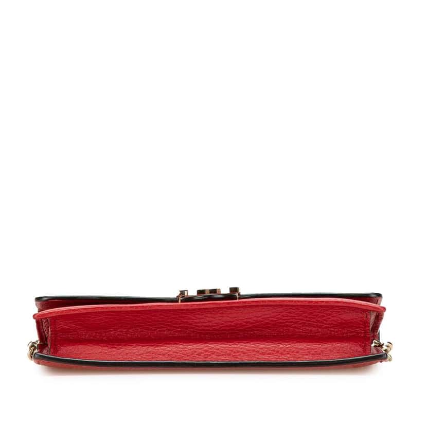 Gucci Leather Interlocking G Dollar Wallet on Chain Red Leather Good condition - Inside View