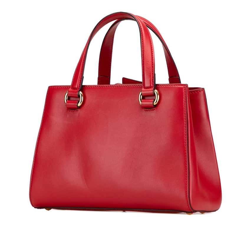 Gucci Leather Sylvie Web Top Handle Satchel Red Leather Good condition - Back View