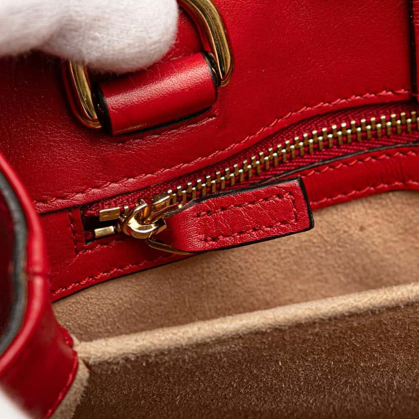 Gucci Leather Sylvie Web Top Handle Satchel Red Leather Good condition - Box View