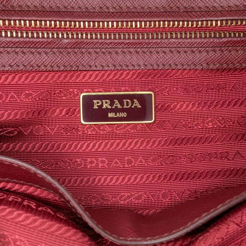 Prada Medium Saffiano Lux Galleria Double Zip Satchel Red Leather Good condition - Box View