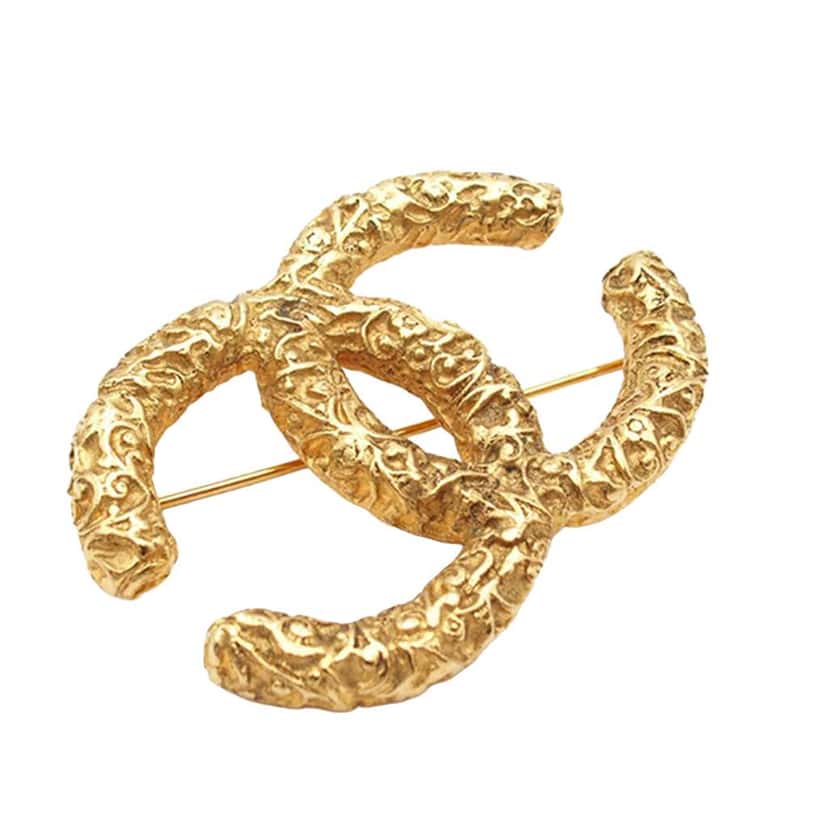 Chanel Gold Plated CC Brooch Gold Metal Good condition - Front View