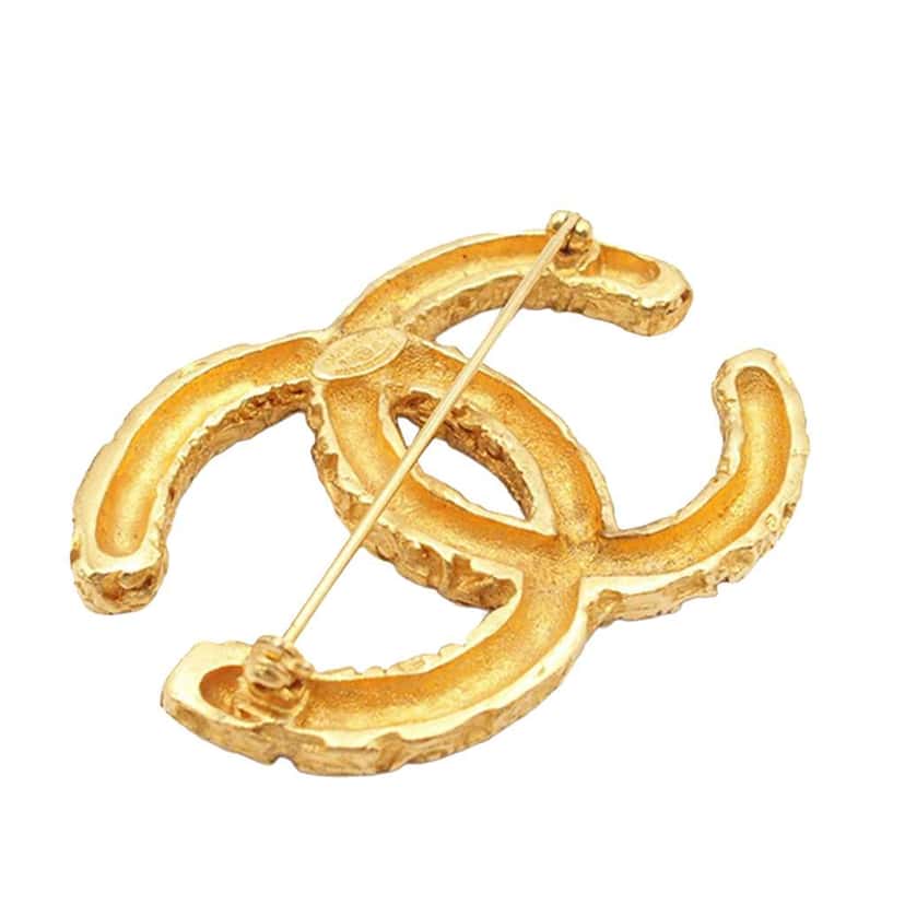 Chanel Gold Plated CC Brooch Gold Metal Good condition - Back View