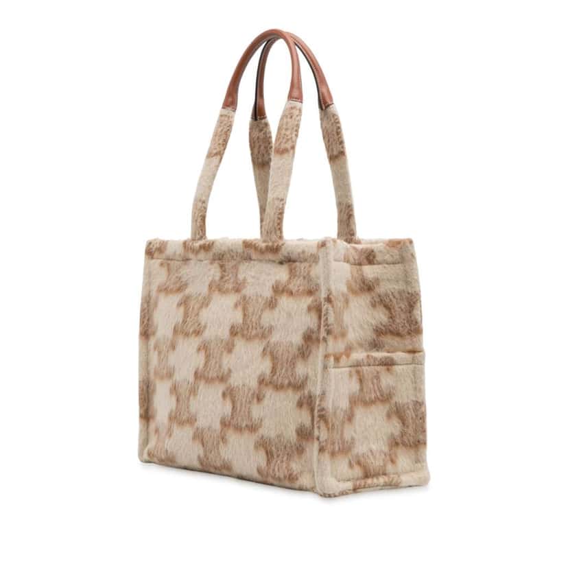 Celine Large Mohair Triomphe Cabas Thais Tote Brown Good condition - Back View