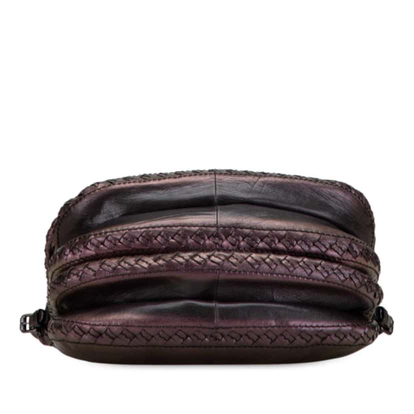 Bottega Veneta Intrecciato Trimmed Iridescent Calfskin Scarabee Crossbody Purple Leather Good condition - Inside View