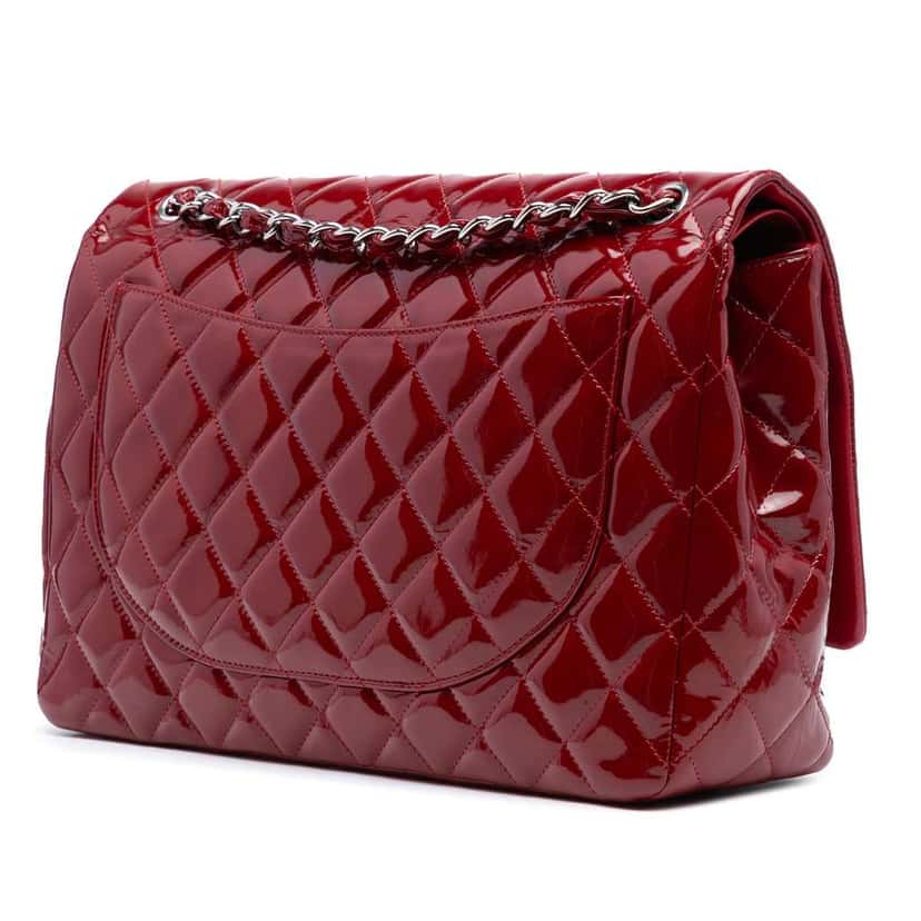 Chanel Maxi Classic Patent Double Flap Red Leather Good condition - Back View