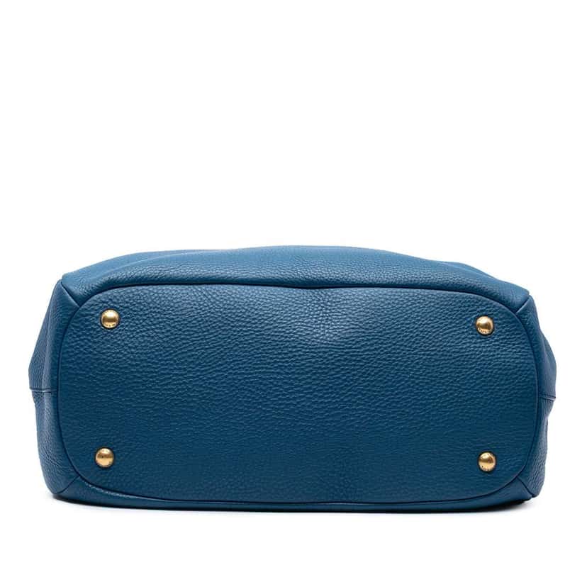 Prada Vitello Daino Sacca 2 Manici Convertible Tote Blue Leather Good condition - Inside View