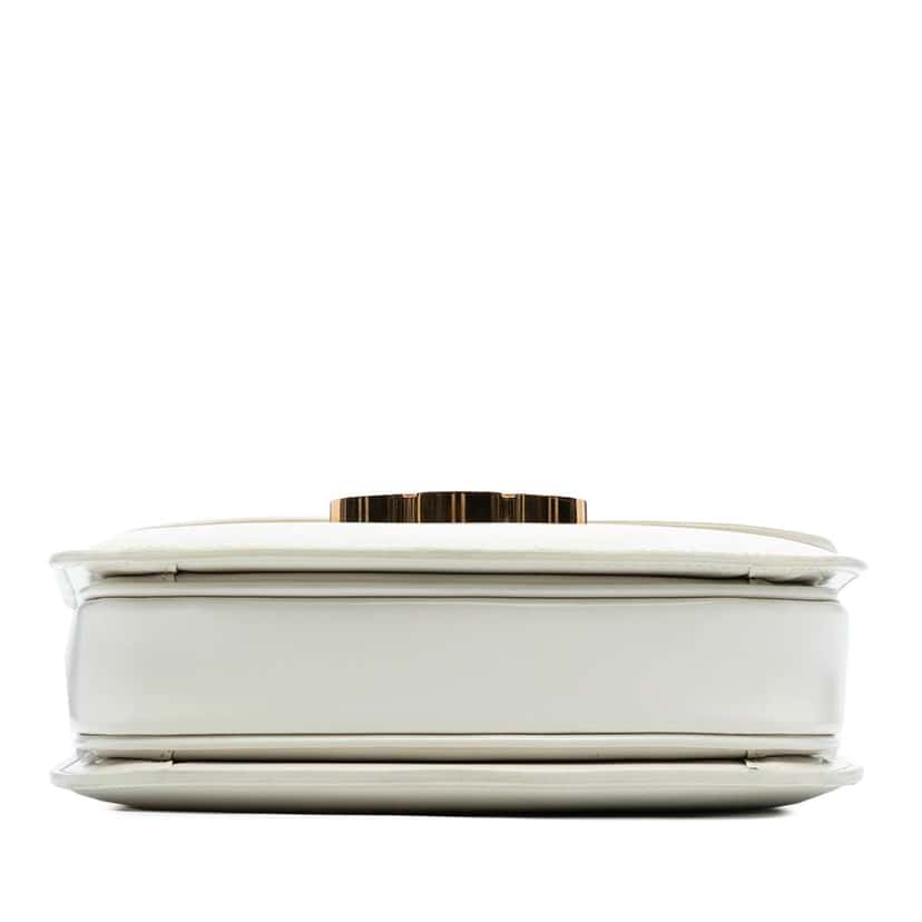 Celine Teen Shiny Calfskin Triomphe Besace Clea Chain Crossbody White Leather Good condition - Inside View