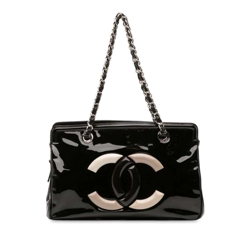 Chanel Small Patent Lipstick Tote Black Leather Good condition - Front View
