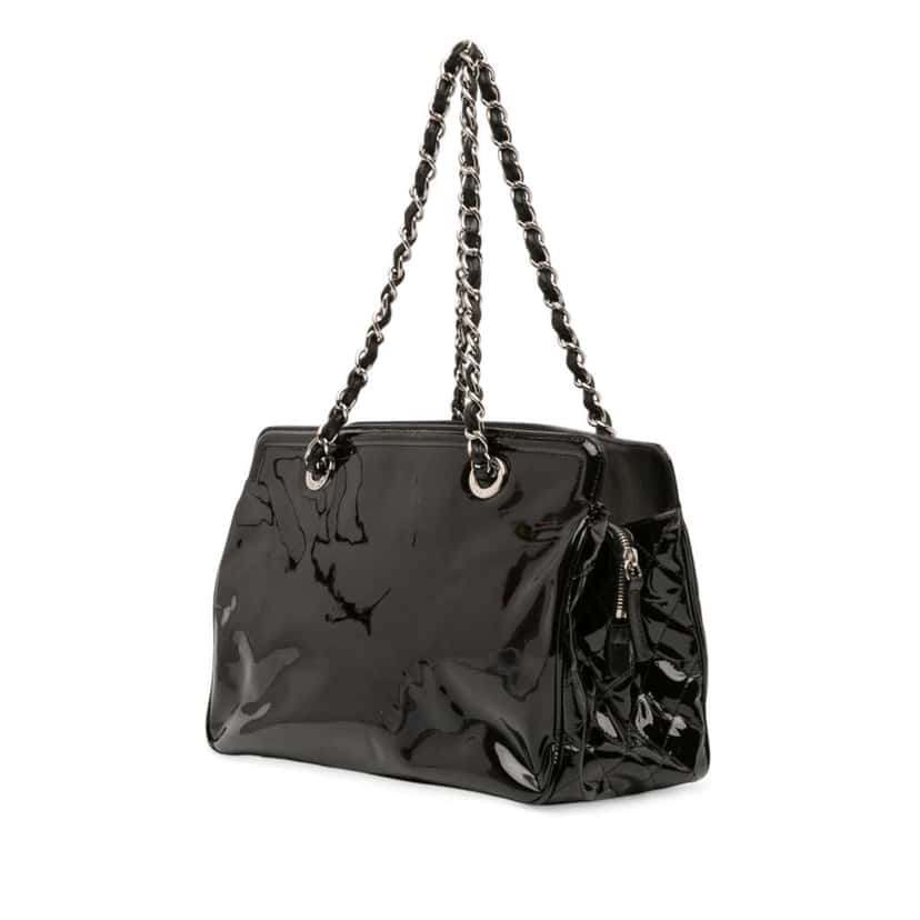Chanel Small Patent Lipstick Tote Black Leather Good condition - Back View