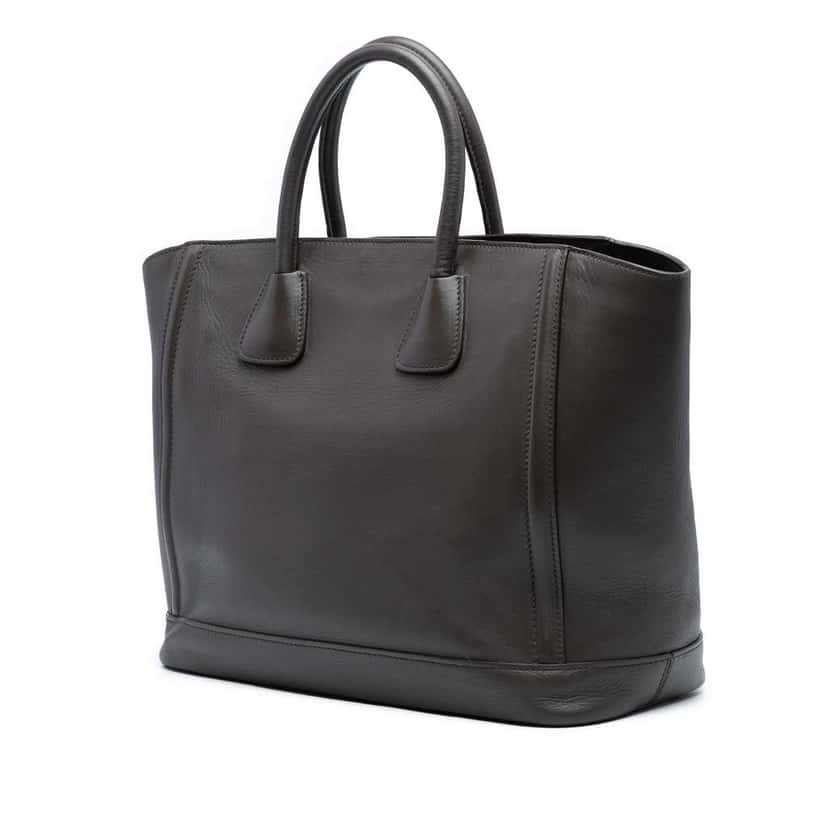 Prada Large City Calf Double Handle Shopping Tote Grey Leather Good condition - Back View