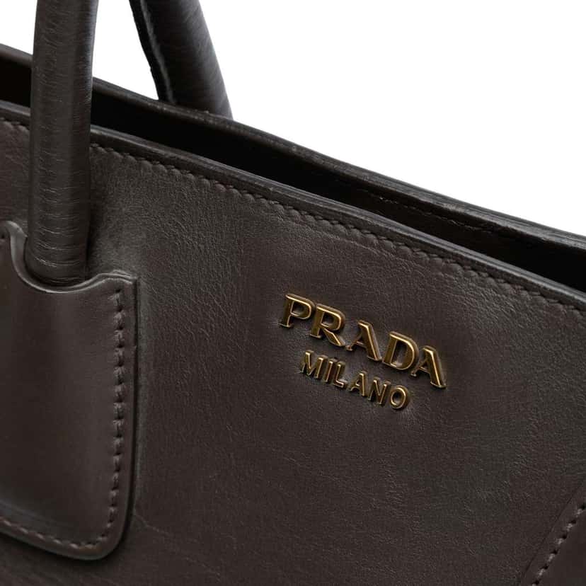 Prada Large City Calf Double Handle Shopping Tote Grey Leather Good condition - Box View