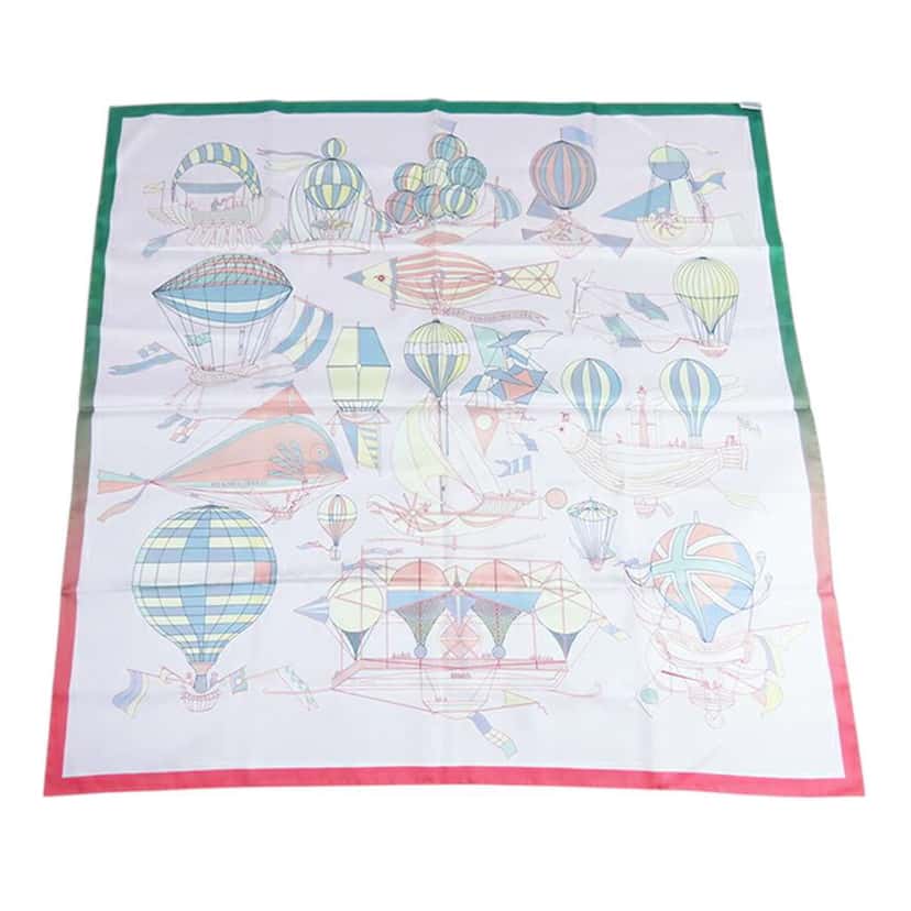 Hermès Les Folies Du Ciel Double Face Silk Scarf 90 Purple Silk Good condition - Back View