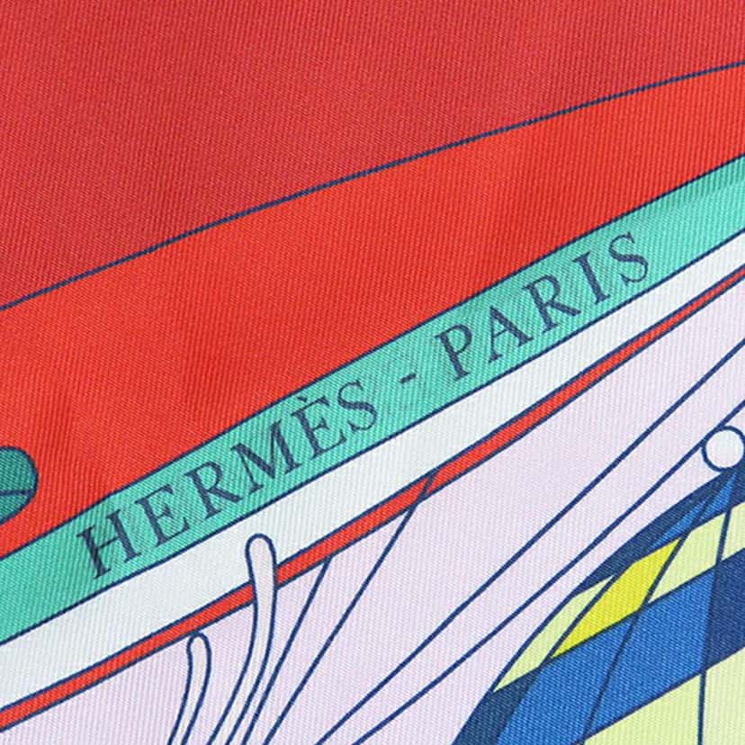 Hermès Les Folies Du Ciel Double Face Silk Scarf 90 Purple Silk Good condition - Model View
