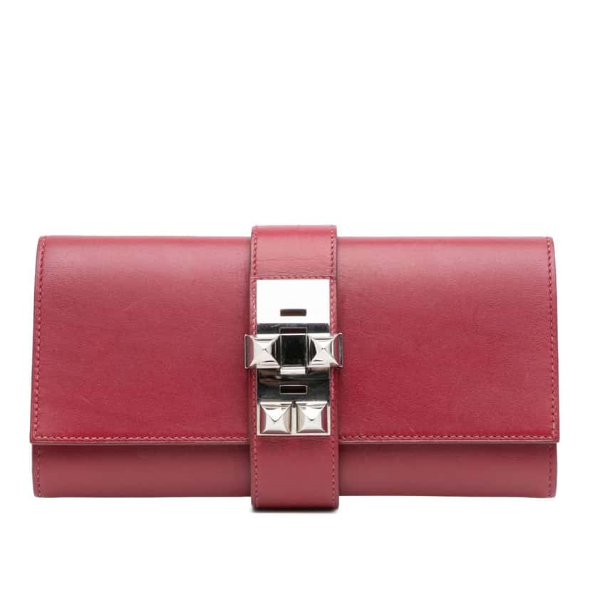 Hermès Tadelakt Medor 23 Red Leather Fair condition - Front View