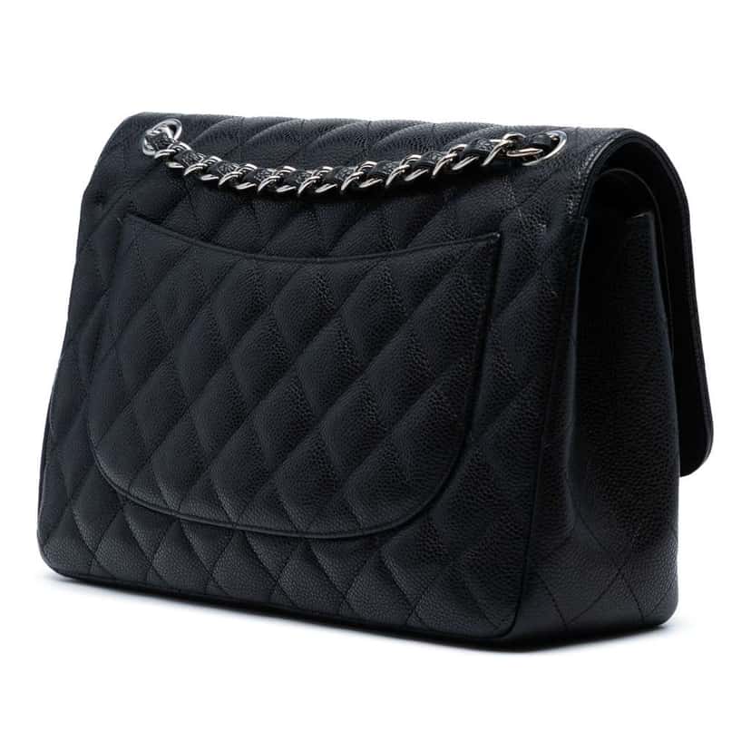 Chanel Jumbo Classic Caviar Double Flap Black Leather Good condition - Back View