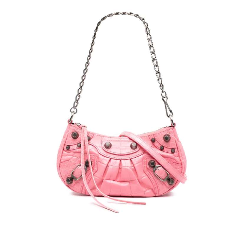 Balenciaga Mini Embossed Leather Motocross Le Cagole Pink Leather Very good condition - Front View