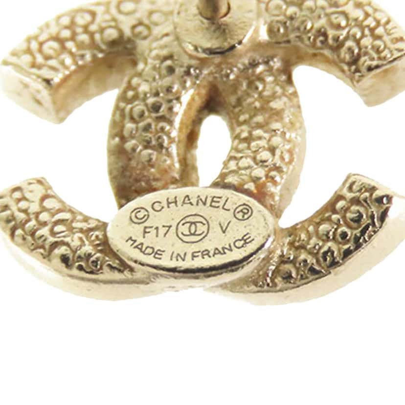 Chanel Gold Plated CC Crystal Push Back Earrings Gold Metal Good condition - Inside View