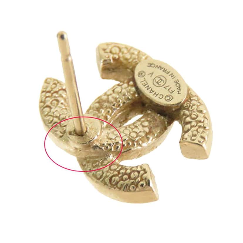 Chanel Gold Plated CC Crystal Push Back Earrings Gold Metal Good condition - Box View