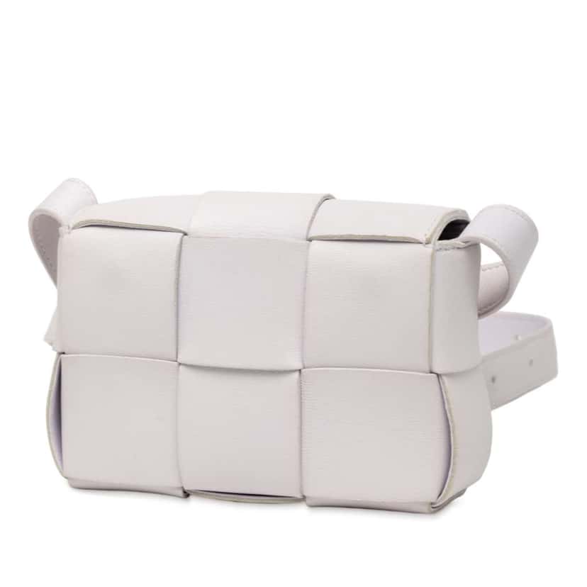 Bottega Veneta Extra Mini Nappa Maxi Intrecciato Cassette Crossbody White Leather Good condition - Back View