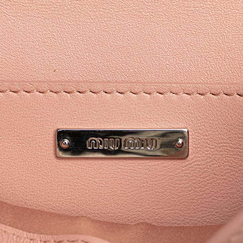 Miu Miu Matelasse Nappa Crystal Chain Buckle Crossbody Pink Leather Good condition - Box View