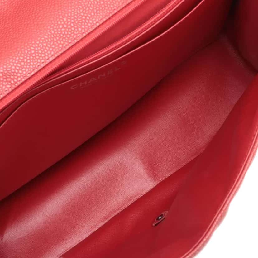 Chanel Maxi Classic Caviar Single Flap Red Leather Good condition - Inside View