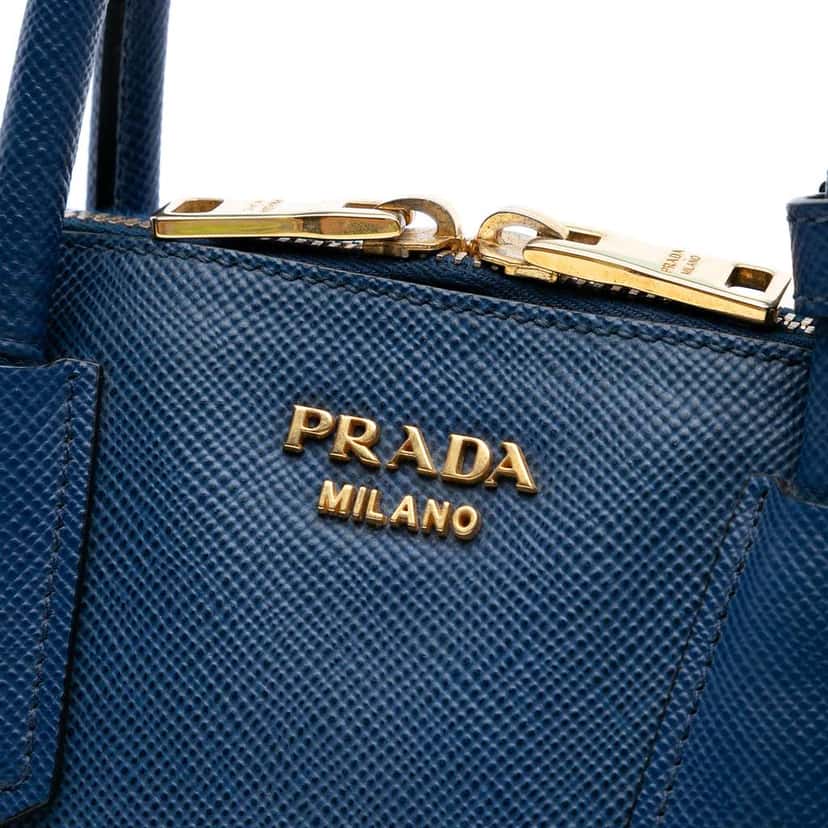 Prada Medium Saffiano Cuir Dome Satchel Blue Leather Good condition - Box View