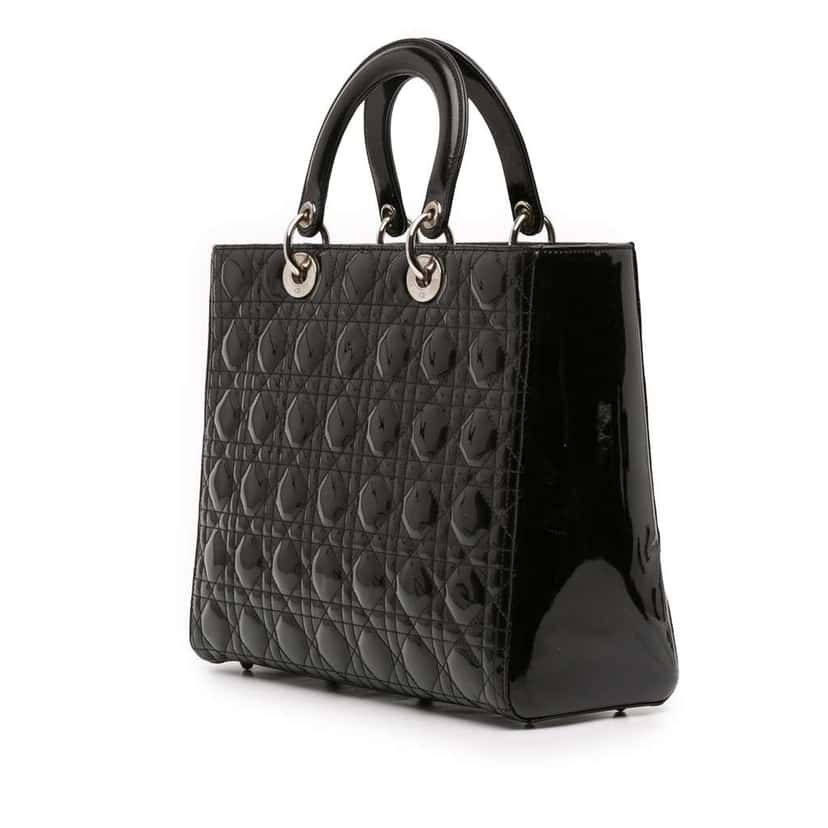 Dior Large Patent Cannage Lady Dior Black Leather Good condition - Back View