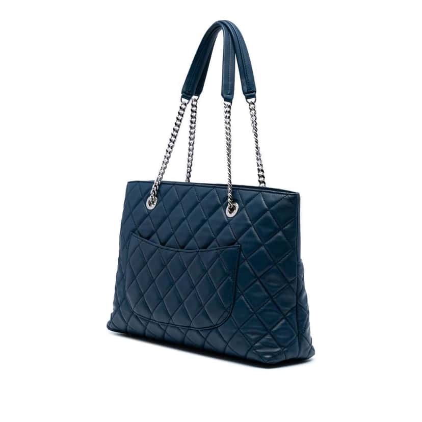 Chanel CC Quilted Lambskin Urban Delight Tote Blue Leather Good condition - Back View