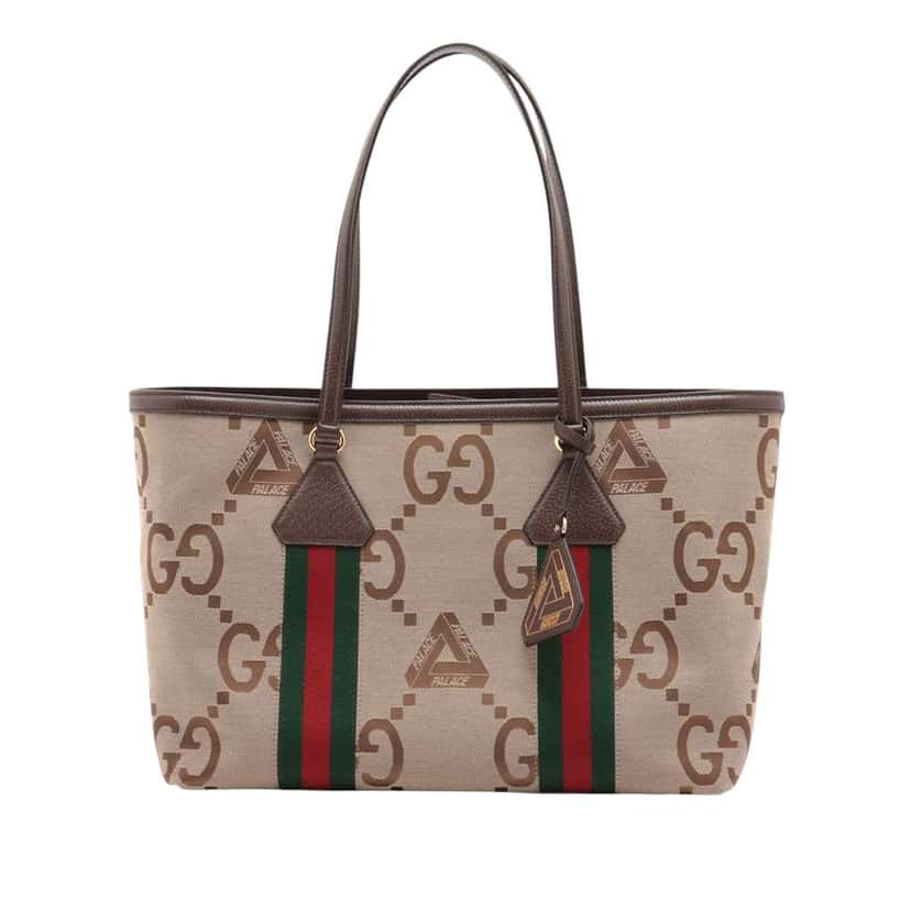 Gucci Palace Medium Jumbo GG Canvas Web Tote Brown Canvas Good condition - Front View