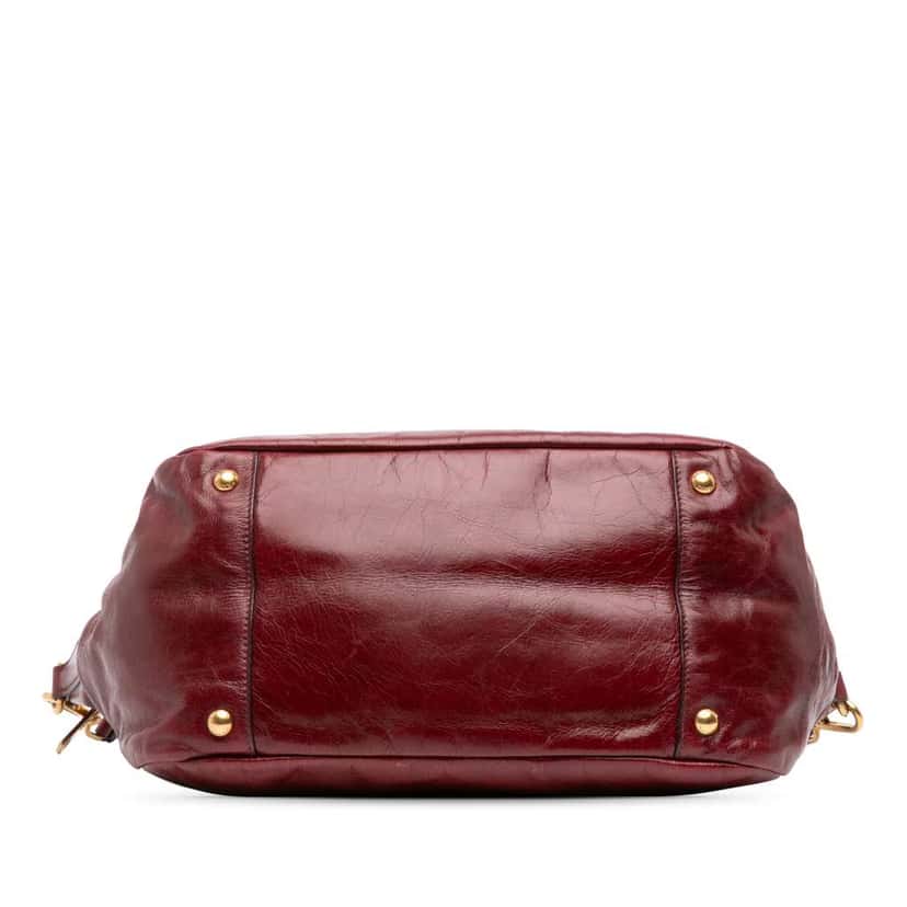 Prada Vitello Shine Satchel Red Leather Good condition - Inside View