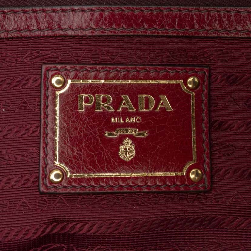 Prada Vitello Shine Satchel Red Leather Good condition - Box View