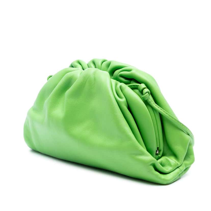 Bottega Veneta Lambskin The Mini Pouch Crossbody Green Leather Good condition - Back View