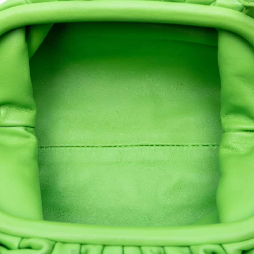 Bottega Veneta Lambskin The Mini Pouch Crossbody Green Leather Good condition - Model View
