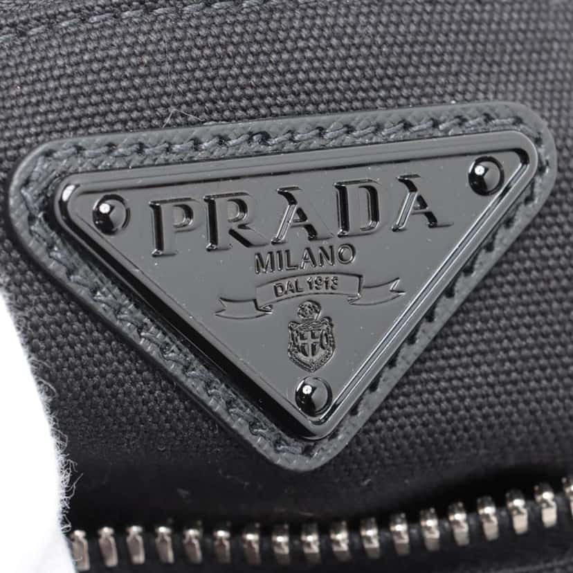 Prada Canvas Canapa Triangle Logo Shoulder Bag Black Canvas Good condition - Box View