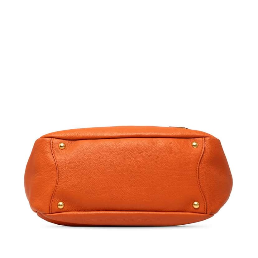 Prada Vitello Daino Side Pocket Shoulder Bag Orange Leather Very good condition - Inside View