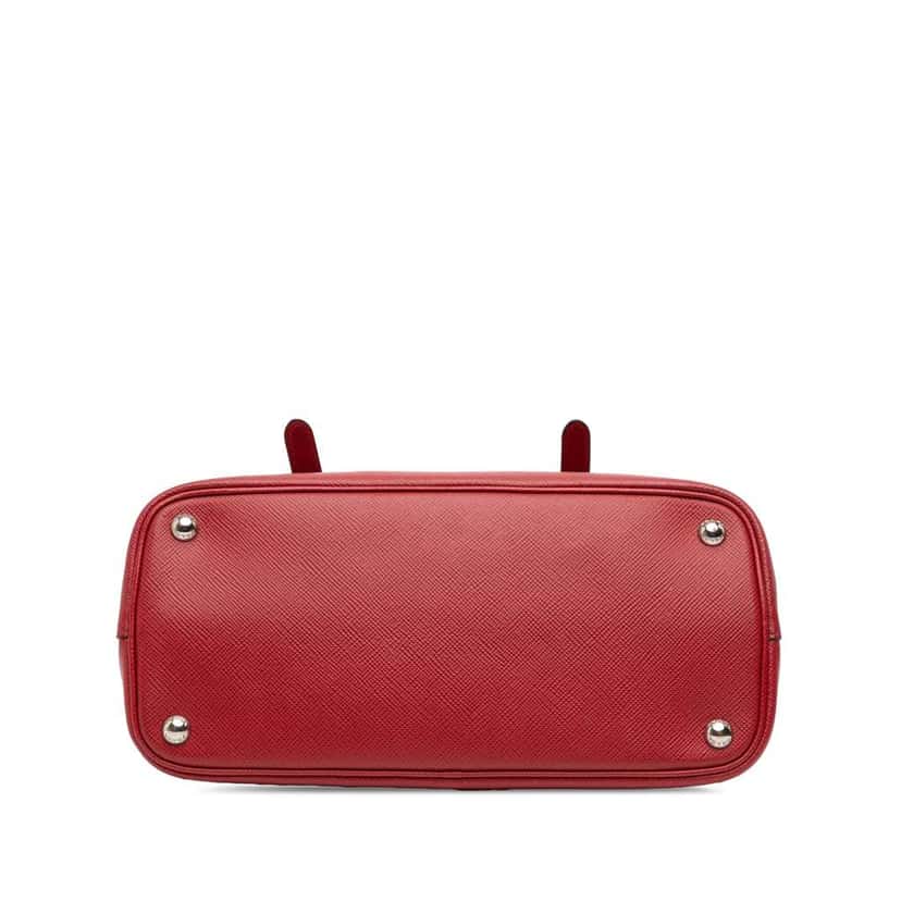 Prada Small Saffiano Cuir Double Handle Satchel Red Leather Good condition - Inside View