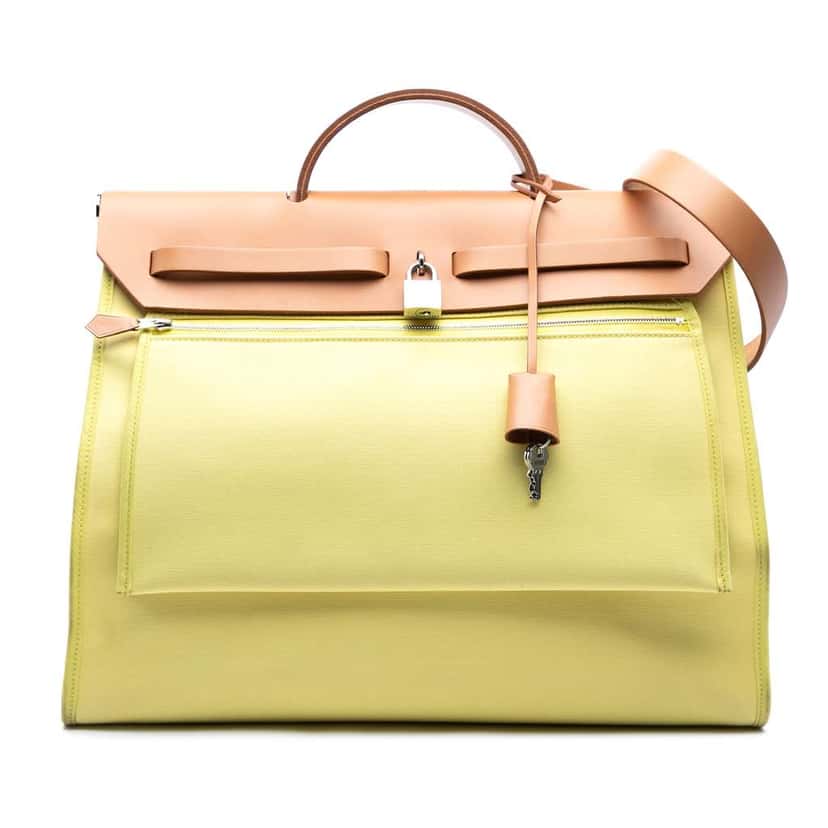 Hermès Toile Herbag Zip 39 Yellow Canvas Good condition - Front View