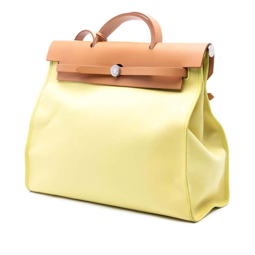 Hermès Toile Herbag Zip 39 Yellow Canvas Good condition - Back View