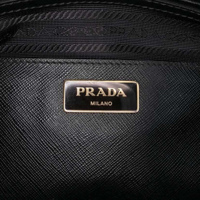 Prada Large Saffiano Lux Open Promenade Satchel Black Leather Good condition - Box View