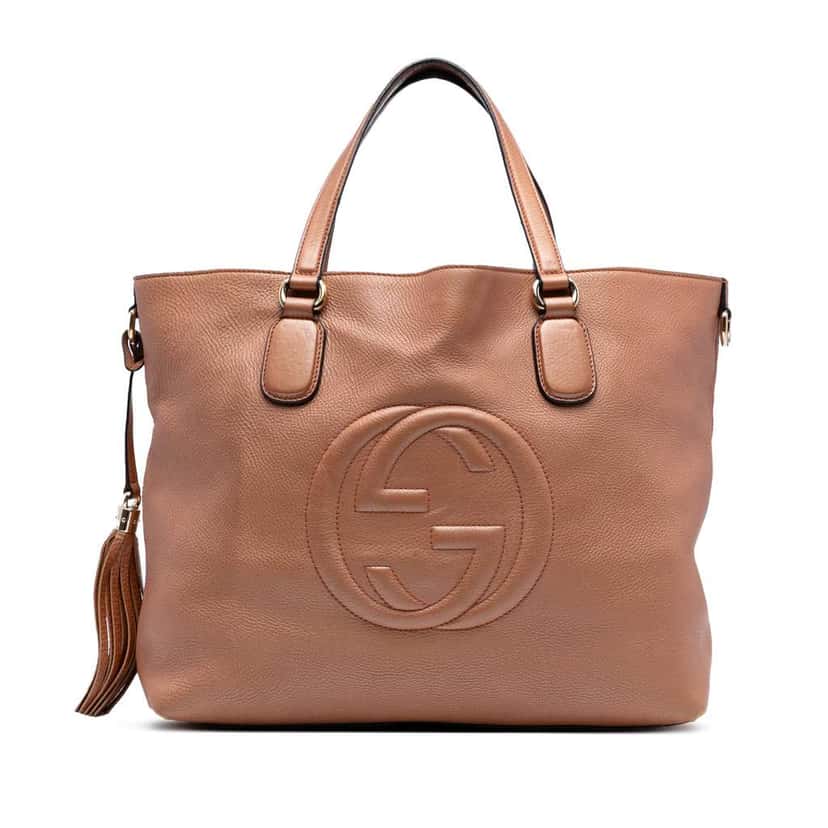 Gucci Large Leather Soho Working Tote Brown Leather Fair condition - Front View