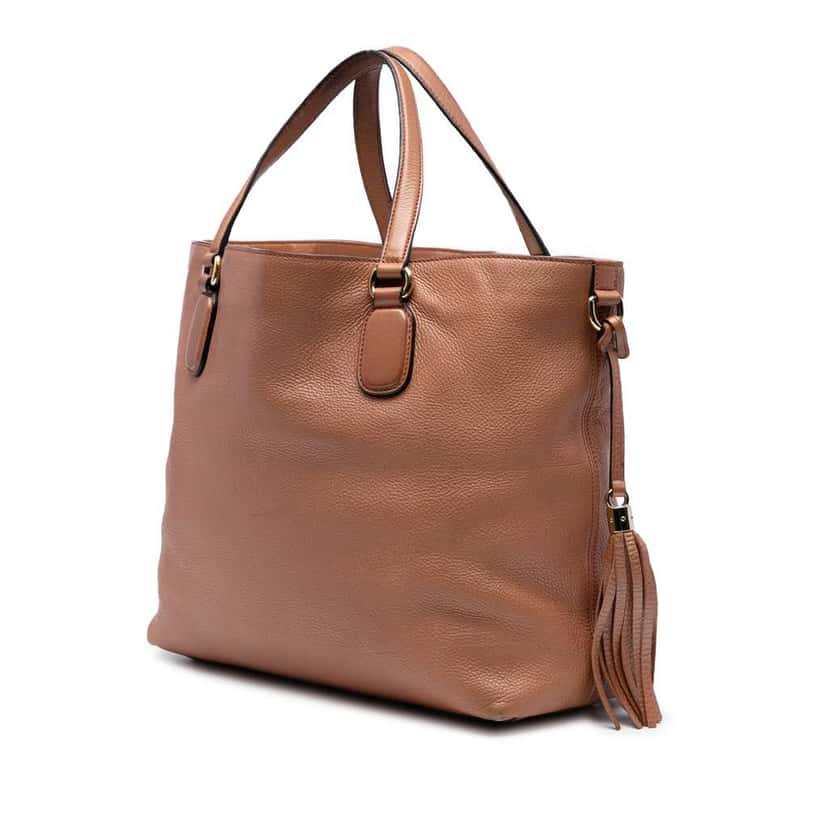 Gucci Large Leather Soho Working Tote Brown Leather Fair condition - Back View