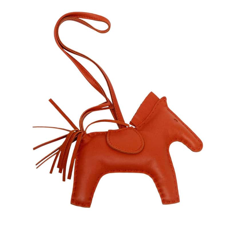 Hermès Milo Lambskin Grigri Rodeo Bag Charm MM Orange Leather Good condition - Back View