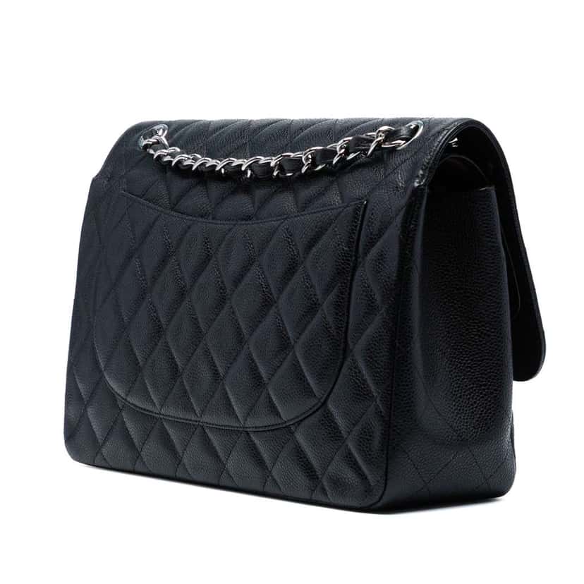 Chanel Jumbo Classic Caviar Double Flap Black Leather Good condition - Back View