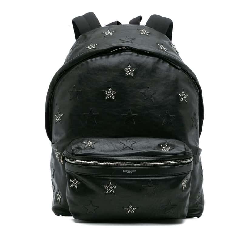 Saint Laurent Leather Star Studded City Backpack Black Leather Good condition - Front View