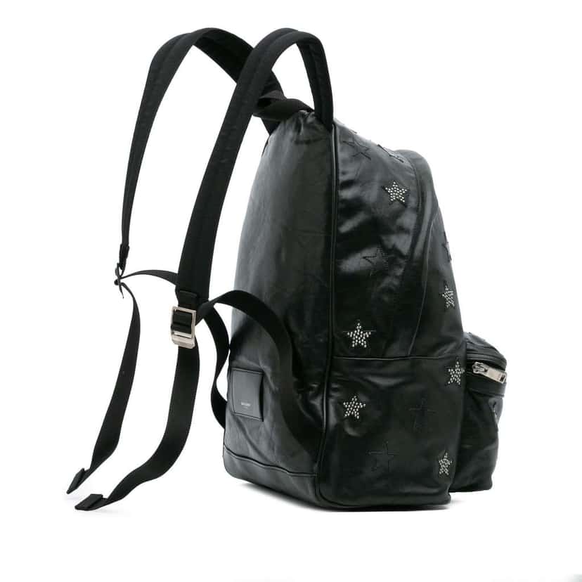 Saint Laurent Leather Star Studded City Backpack Black Leather Good condition - Back View
